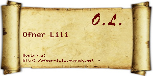 Ofner Lili névjegykártya